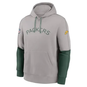 Green bay packers nike alternate logo club tri blend pullover hoodie Gray M