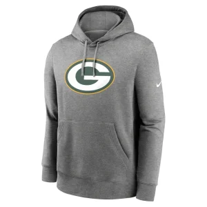 Green bay packers nike big tall rewind club fleece pullover hoodie Heather charcoal 2XT