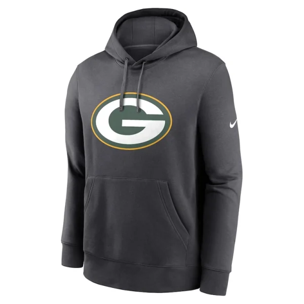 Green bay packers nike club logo pullover hoodie anthracite Multi M