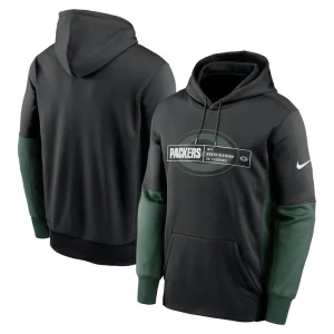 Green bay packers nike color block fleece performance pullover hoodie Black