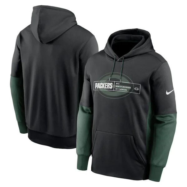 Green bay packers nike color block fleece performance pullover hoodie Black