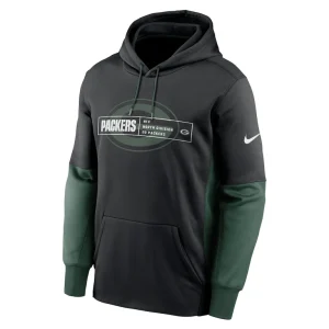 Green bay packers nike color block fleece performance pullover hoodie Black M