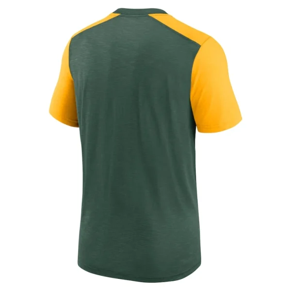 Green bay packers nike color block team name t shirt Heathered greenheathered gold L