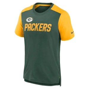Green bay packers nike color block team name t shirt Heathered greenheathered gold M
