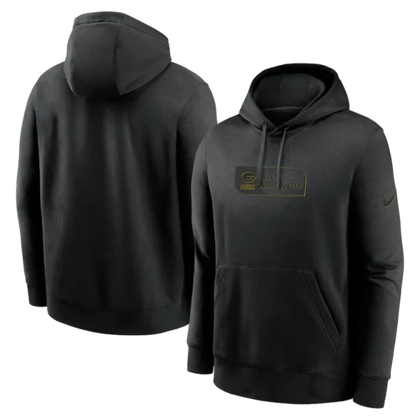Green bay packers nike edge french terry club pullover hoodie Black