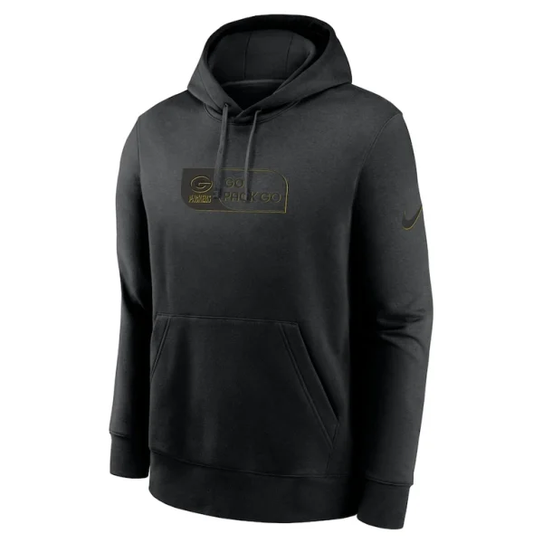 Green bay packers nike edge french terry club pullover hoodie Black M