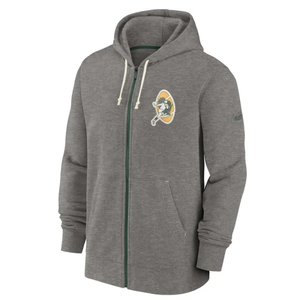 Green bay packers nike historic lifestyle full zip hoodie Heather charcoal M