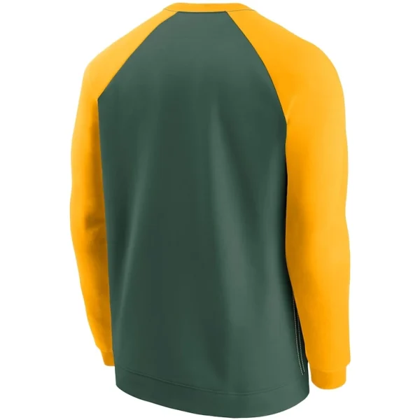Green bay packers nike historic raglan crew performance sweater Greengold L