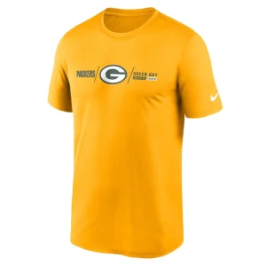 Green bay packers nike horizontal lockup legend performance t shirt Gold M