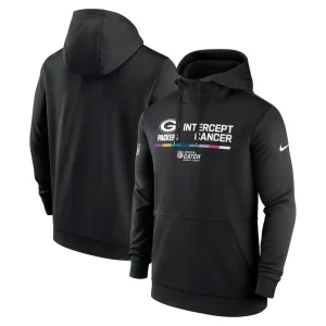 Green bay packers nike nfl crucial catch therma performance pullover hoodie Black