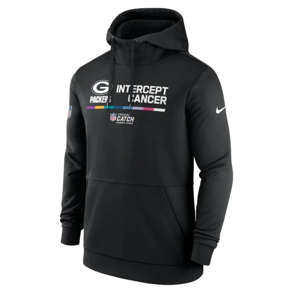 Green bay packers nike nfl crucial catch therma performance pullover hoodie Black M