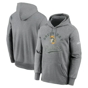 Green bay packers nike performance fleece pullover hoodie Heather gray