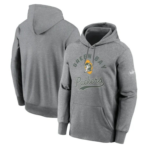 Green bay packers nike performance fleece pullover hoodie Heather gray