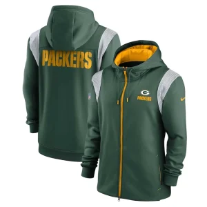 Green bay packers nike performance sideline lockup full zip hoodie Green