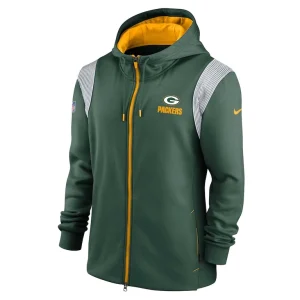 Green bay packers nike performance sideline lockup full zip hoodie Green S