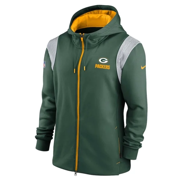 Green bay packers nike performance sideline lockup full zip hoodie Green S