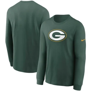 Green bay packers nike primary logo long sleeve t shirt Green