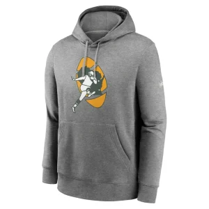Green bay packers nike rewind club fleece pullover hoodie Heathered gray M