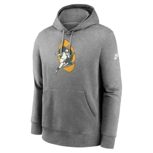 Green bay packers nike rewind club logo pullover hoodie Heather gray M