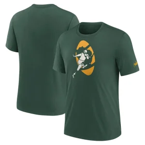 Green bay packers nike rewind logo tri blend t shirt Green