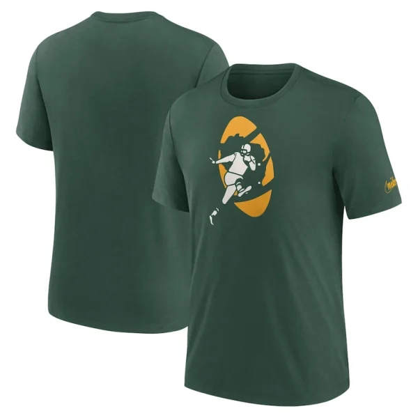Green bay packers nike rewind logo tri blend t shirt Green