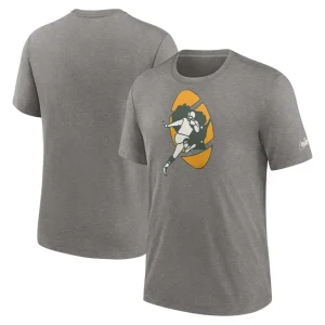 Green bay packers nike rewind logo tri blend t shirt Heather charcoal