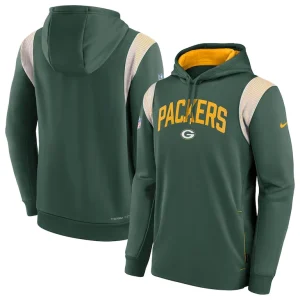 Green bay packers nike sideline athletic stack performance pullover hoodie Green