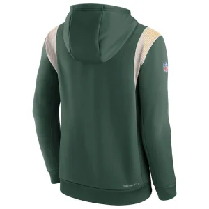 Green bay packers nike sideline athletic stack performance pullover hoodie Green L