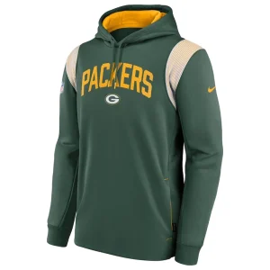 Green bay packers nike sideline athletic stack performance pullover hoodie Green M