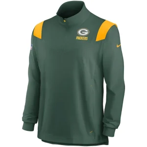Green bay packers nike sideline coach chevron lockup quarter zip long sleeve top Green M