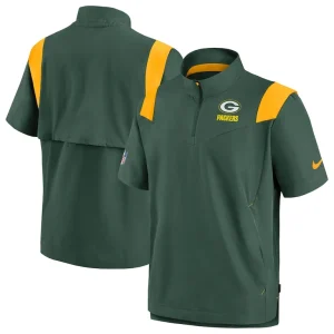 Green bay packers nike sideline coaches chevron lockup pullover top Kelly green