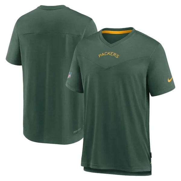 Green bay packers nike sideline coaches vintage chevron performance v neck t shirt Green
