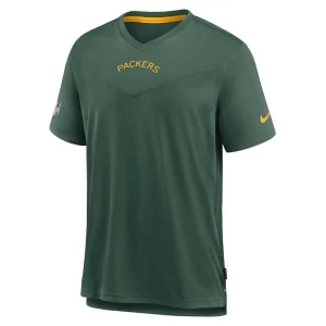 Green bay packers nike sideline coaches vintage chevron performance v neck t shirt Green M