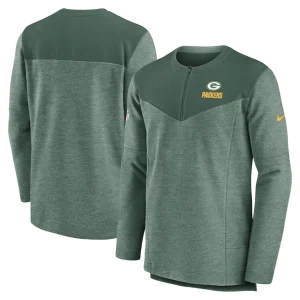 Green bay packers nike sideline lockup performance quarter zip top Green