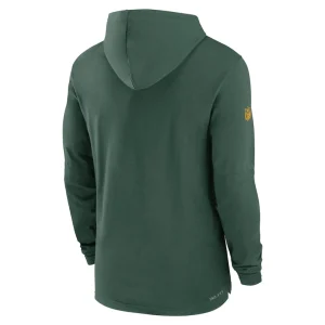 Green bay packers nike sideline performance long sleeve hoodie t shirt Green L