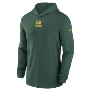 Green bay packers nike sideline performance long sleeve hoodie t shirt Green M