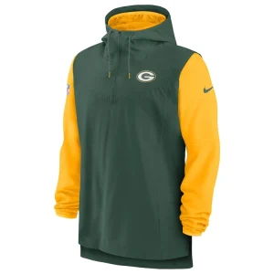 Green bay packers nike sideline player quarter zip hoodie Greengold M