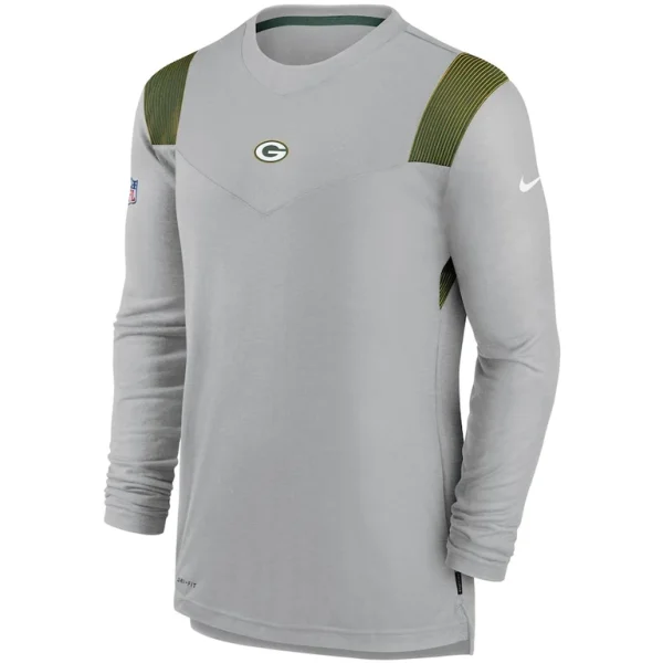 Green bay packers nike sideline player uv performance long sleeve t shirt Gray M