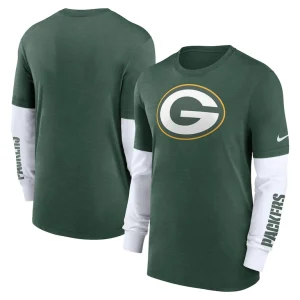 Green bay packers nike slub fashion long sleeve t shirt Heather green