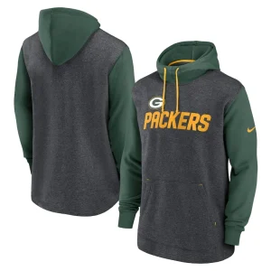 Green bay packers nike surrey legacy pullover hoodie Heathered charcoalgreen