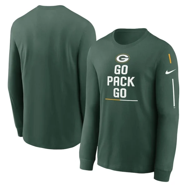 Green bay packers nike team slogan long sleeve t shirt Green
