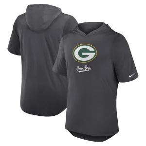 Green bay packers nike tri blend performance hoodie t shirt anthracite Multi
