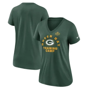 Green bay packers nike womens 2022 training camp tri blend v neck t shirt Green