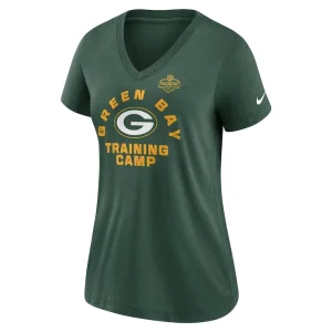 Green bay packers nike womens 2022 training camp tri blend v neck t shirt Green S