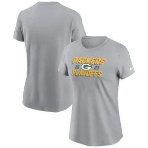 Green bay packers nike womens 2023 nfl playoffs iconic t shirt Gray