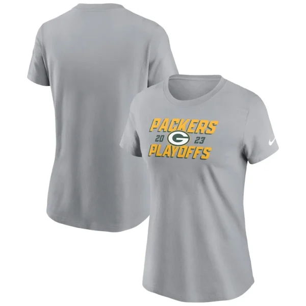 Green bay packers nike womens 2023 nfl playoffs iconic t shirt Gray