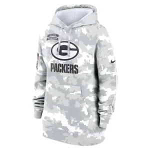 Green bay packers nike womens 2024 salute to service club fleece oversized pullover hoodie Arctic camo S