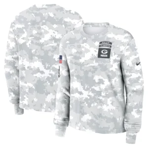 Green bay packers nike womens 2024 salute to service long sleeve t shirt Arctic camo