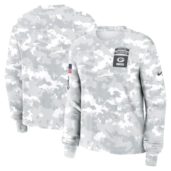 Green bay packers nike womens 2024 salute to service long sleeve t shirt Arctic camo
