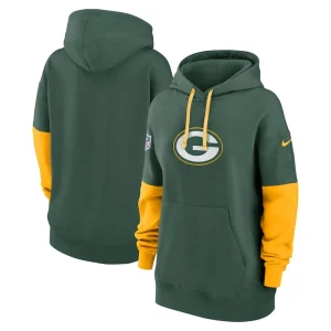 Green bay packers nike womens 2024 sideline essential fleece pullover hoodie Green